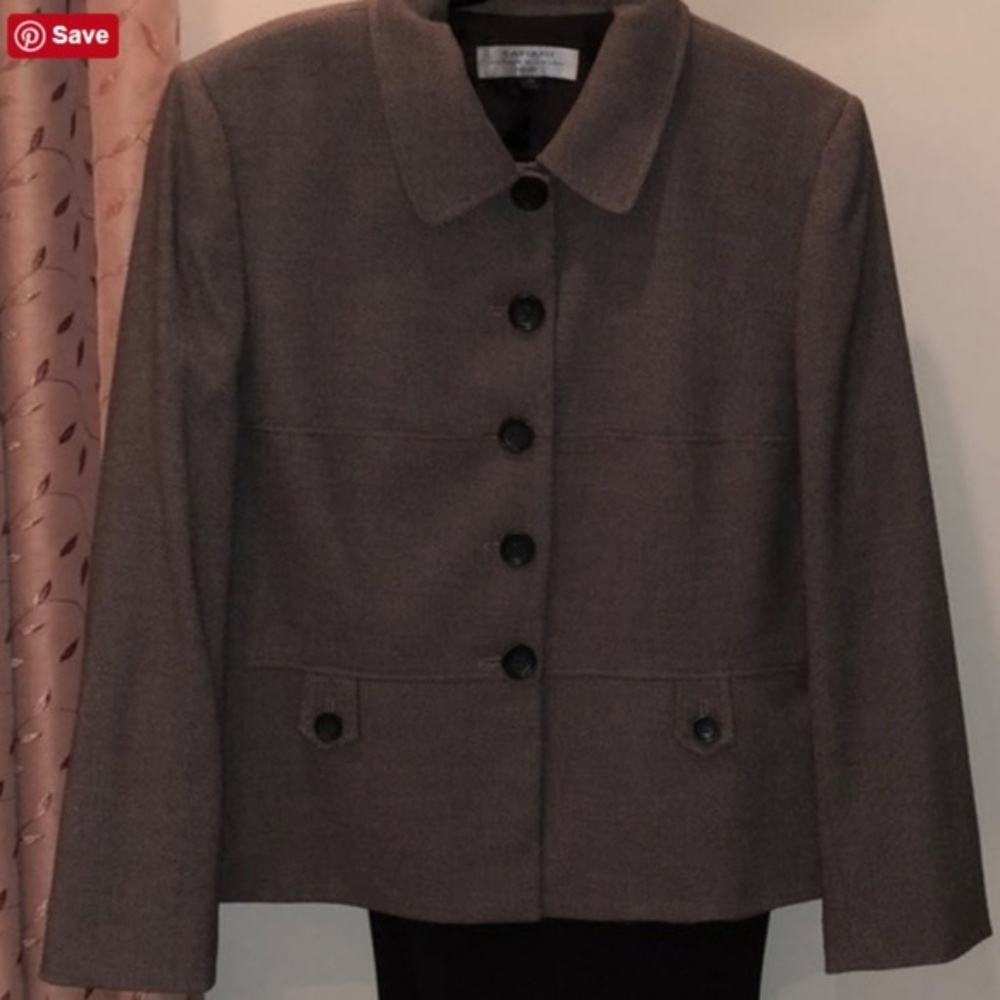 Tahari  Brown Tweed Blazer